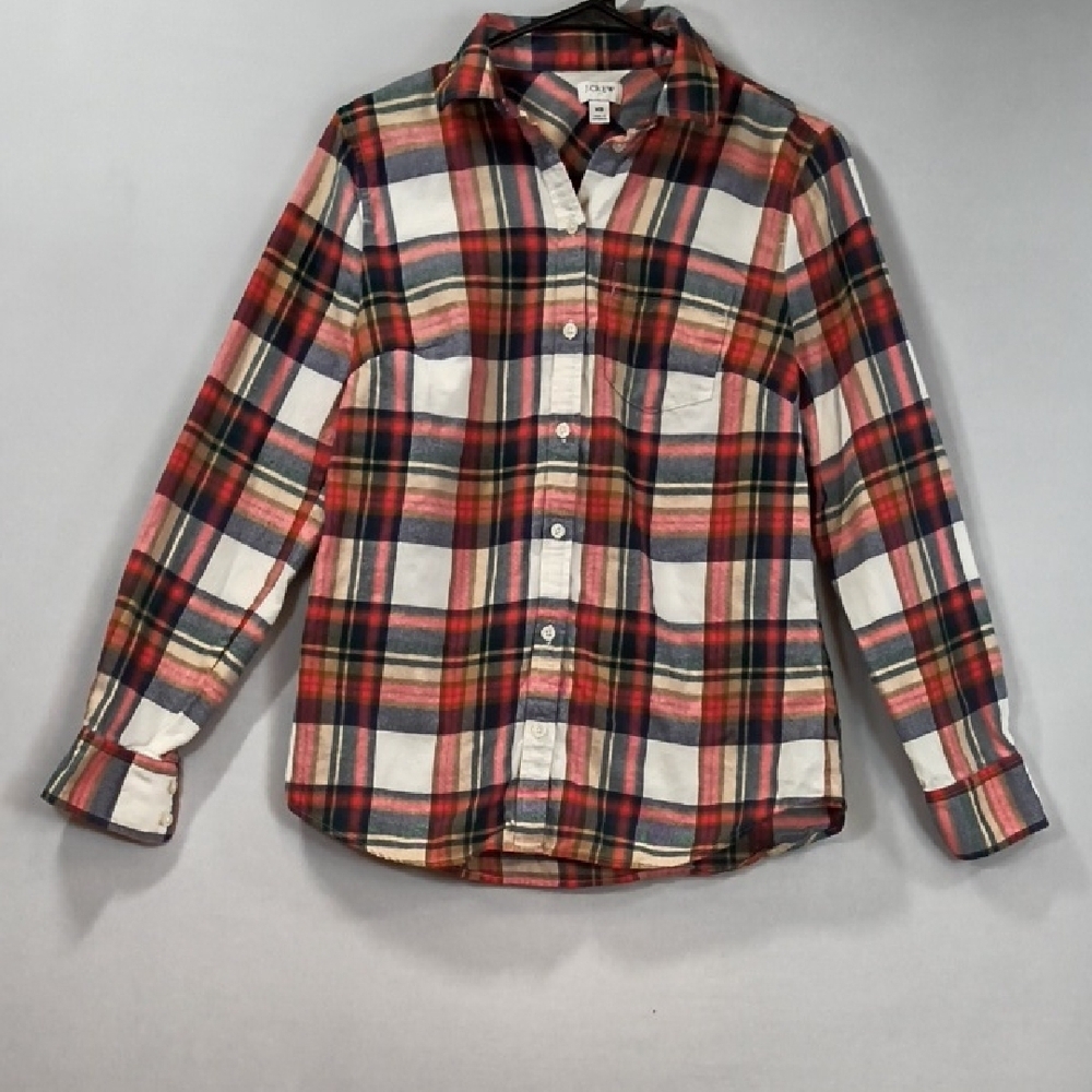 J Crew Women's Plaid Flannel Button Up Shirt Long Sleeve Size XS